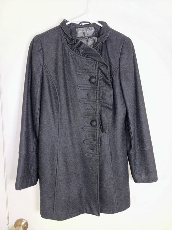 ANTONIO MELANI Jackets & Blazers - ANTONIO MELANI Black Military-Style Button Wool Coat